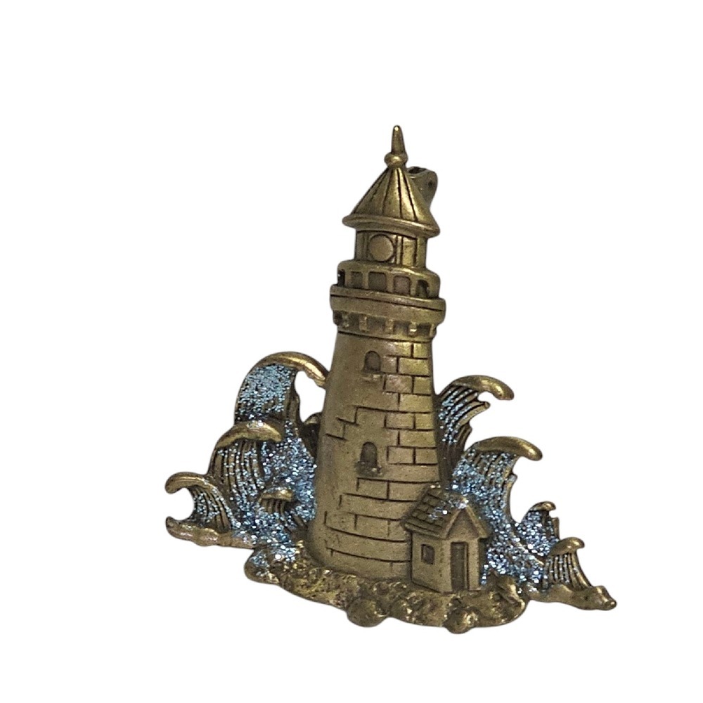 JJ‎ Lighthouse Brooch Pin Coastal Ocean Sea Waves Nautical Jewelry - Picture 2 of 10